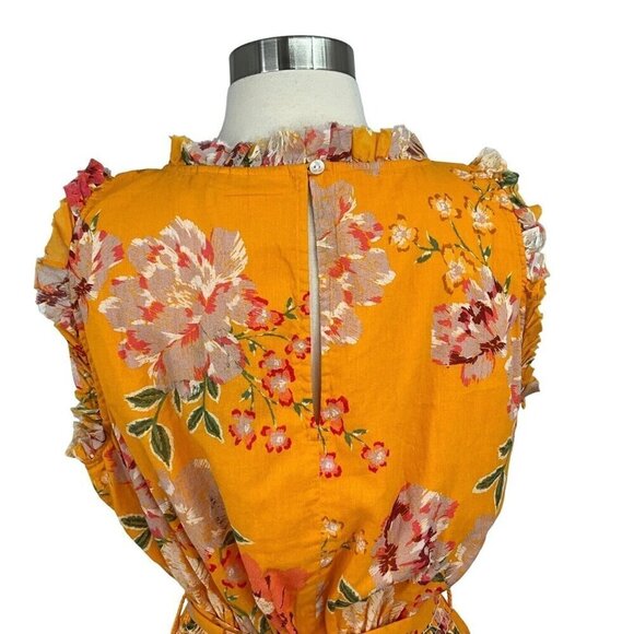 NWT Roller Rabbit Size Large Semara Naoki Dress Orange Floral Summer Belted - Picture 3 of 12